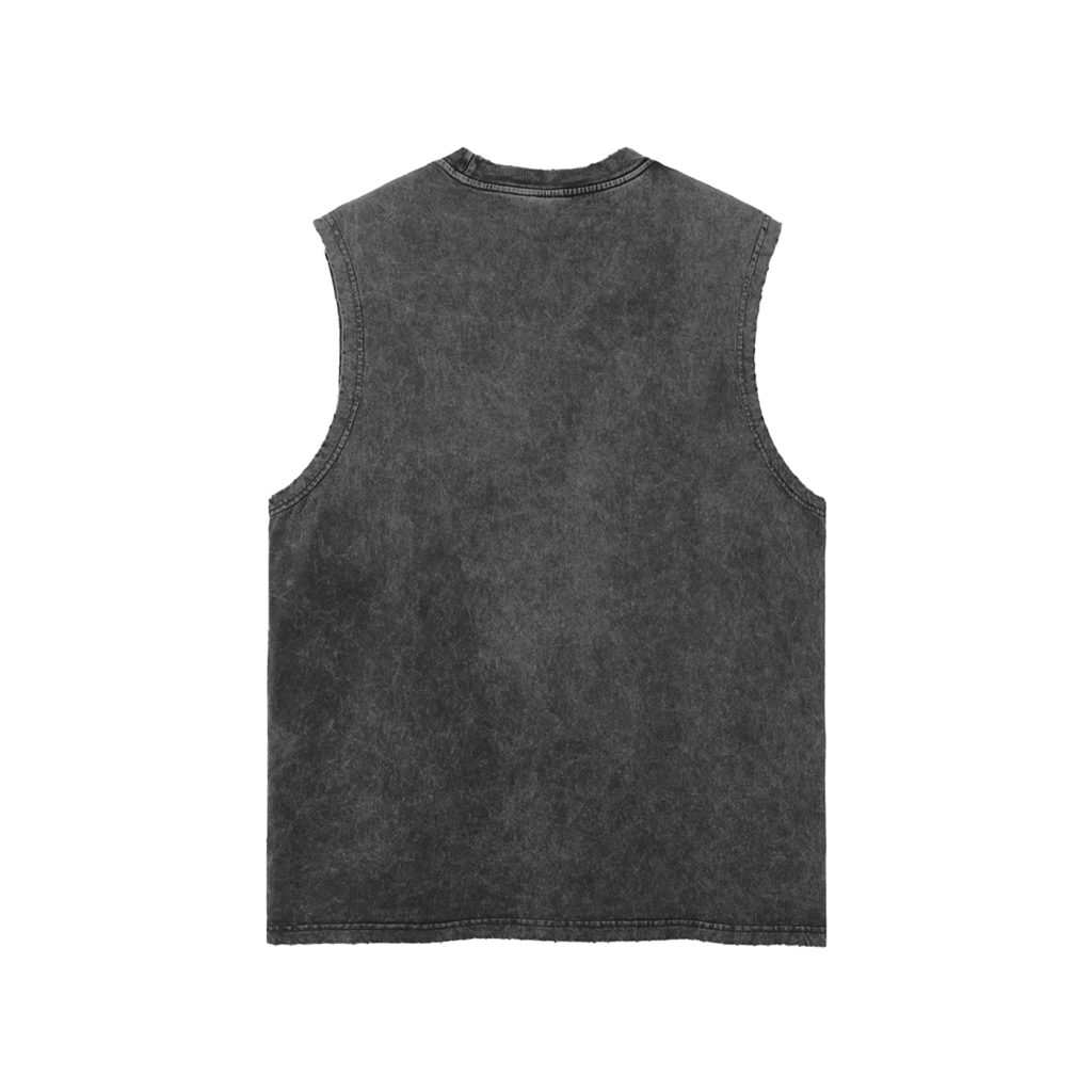 0049K Snow Washed Frayed Hem Tank Top