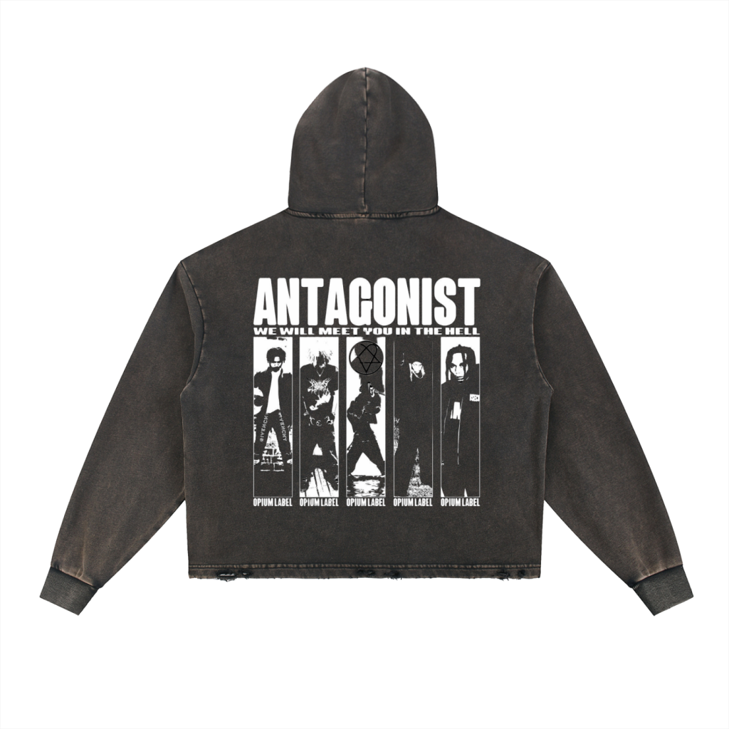 ANTAGONIST Vintage Washed Frayed-Hem Hoodie