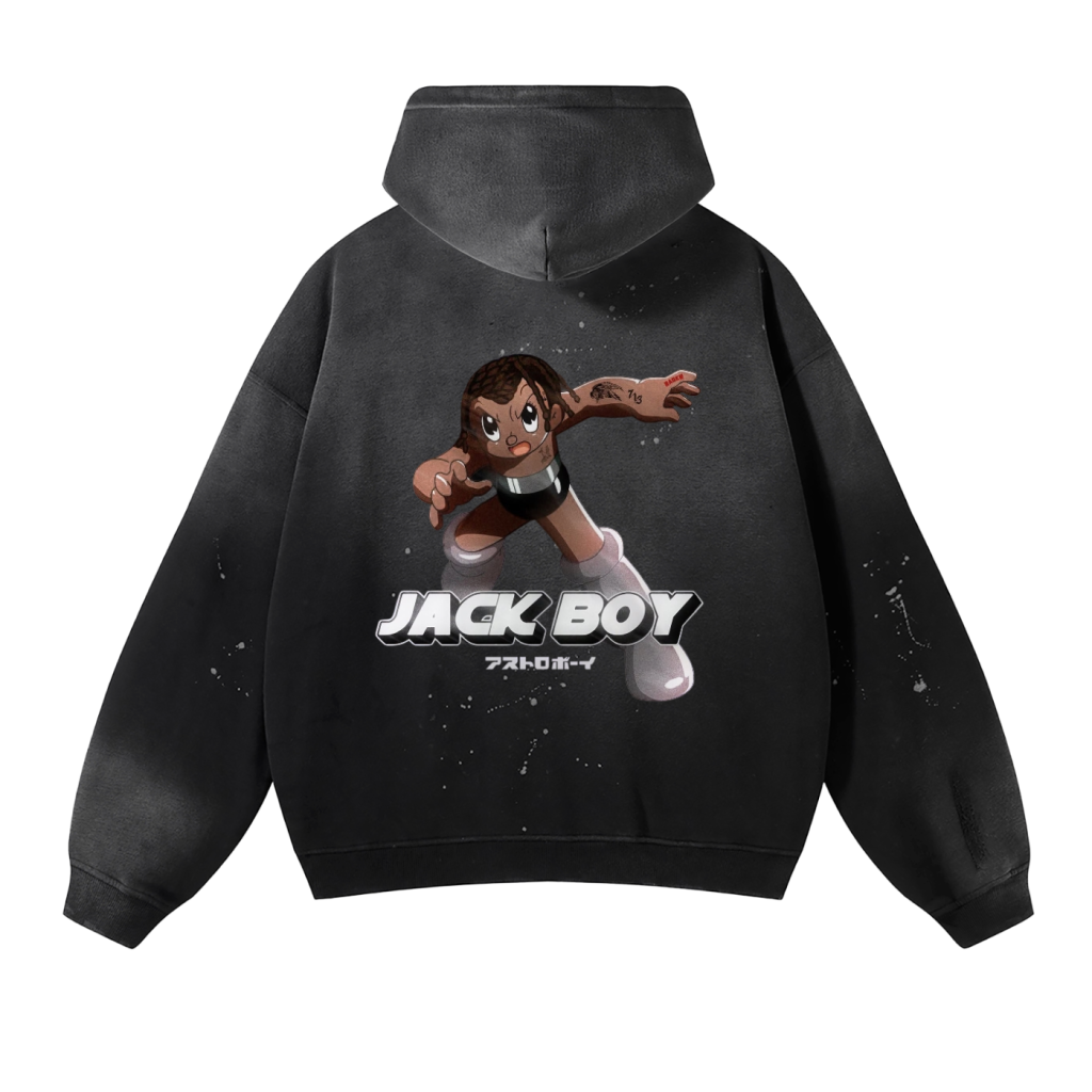 Astro Boy Vintage Washed Frayed Fleece Hoodie