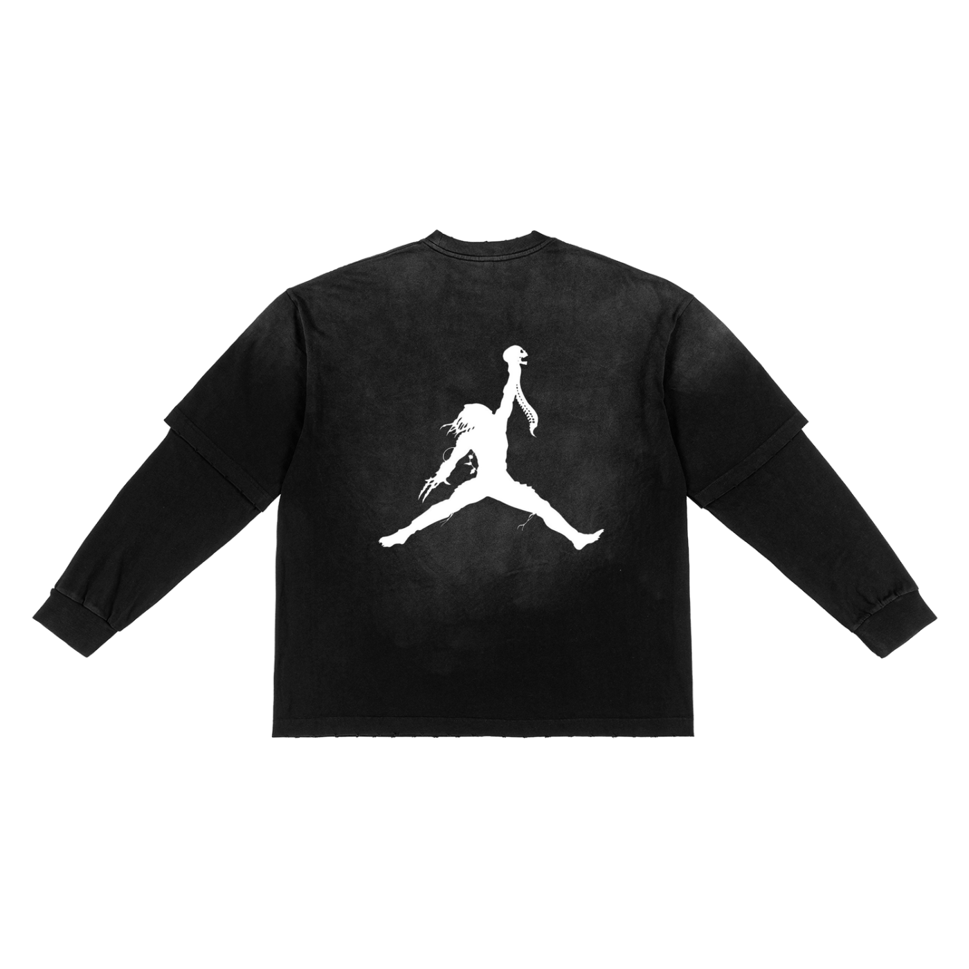 TRAP JUMP SCREAM CARTI Sunfade Hand-Frayed Faux Two-Piece T-Shirt