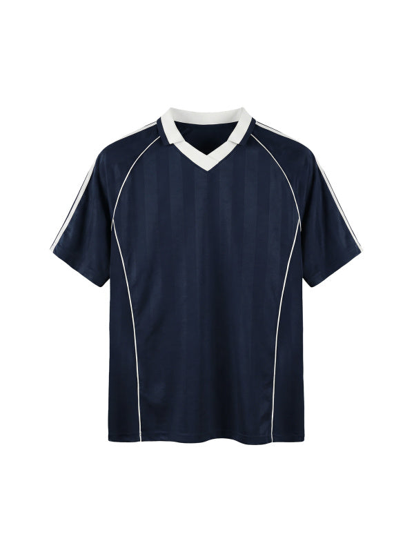 Blank Shadow Stripe Collared Soccer Jersey