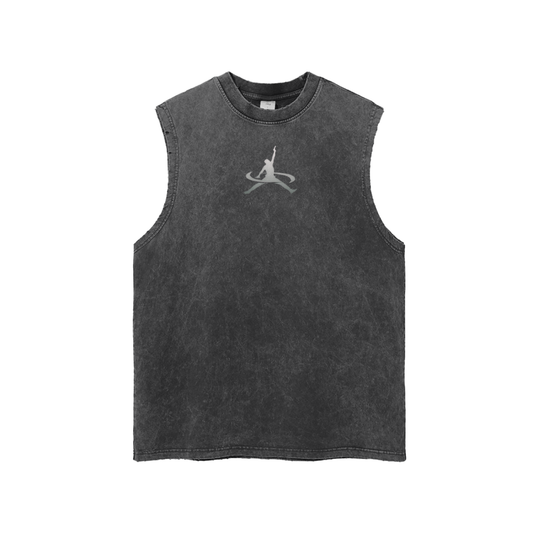 0049K Snow Washed Frayed Hem Tank Top