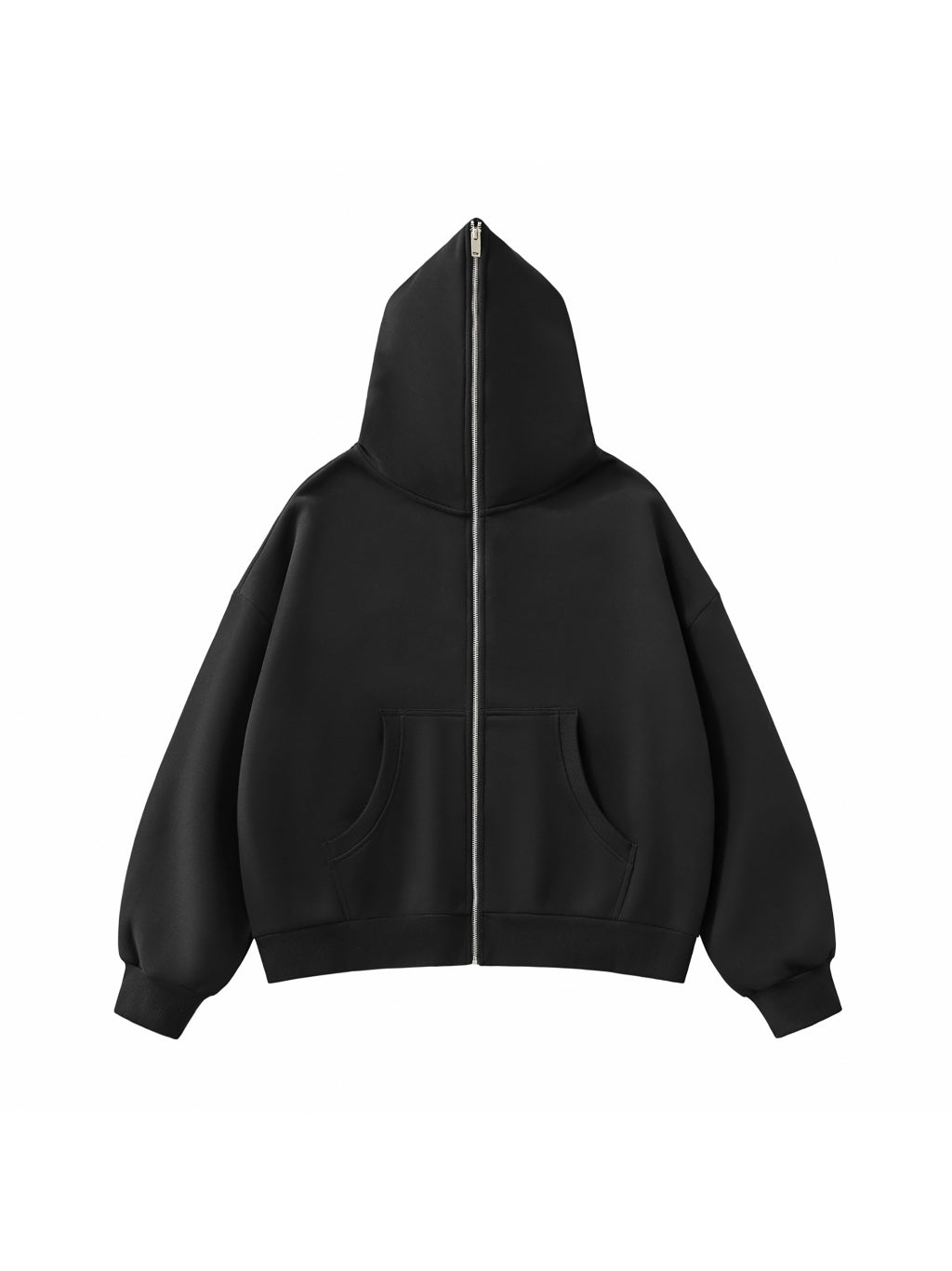 Blank Fleeced Full-Zip Boxy Hoodie