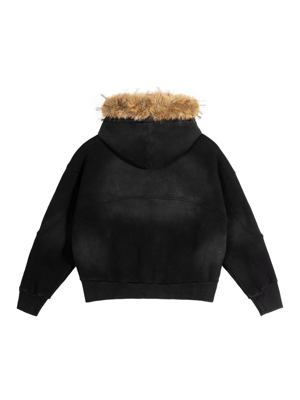 Blank Sun Fade Boxy Detachable Fur Hoodie