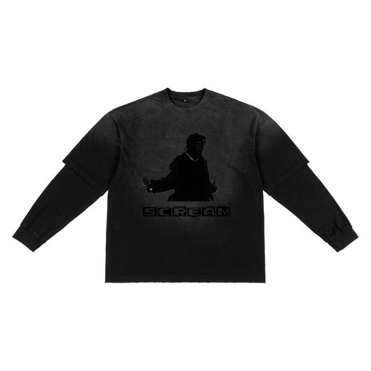TRAP JUMP SCREAM CARTI Sunfade Hand-Frayed Faux Two-Piece T-Shirt