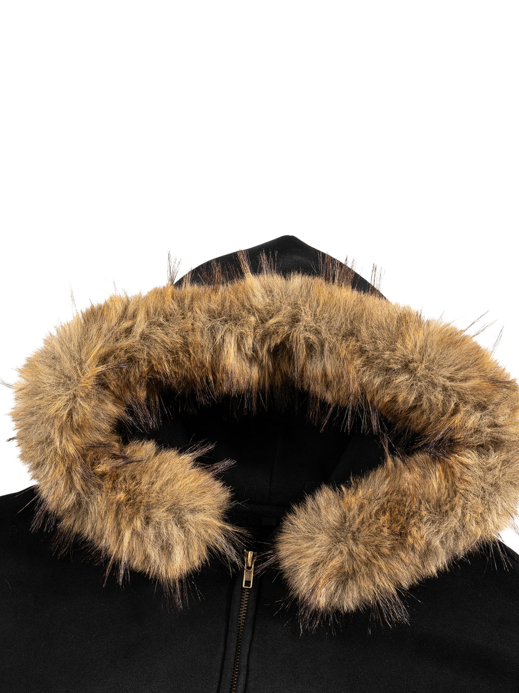 Blank Sun Fade Boxy Detachable Fur Hoodie