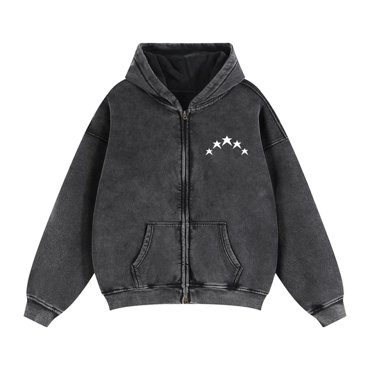 JAYDEN CAUVIER X Zip-Up Boxy Fleece Hoodie