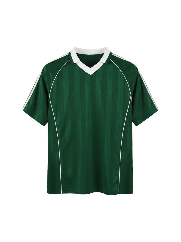 Blank Shadow Stripe Collared Soccer Jersey