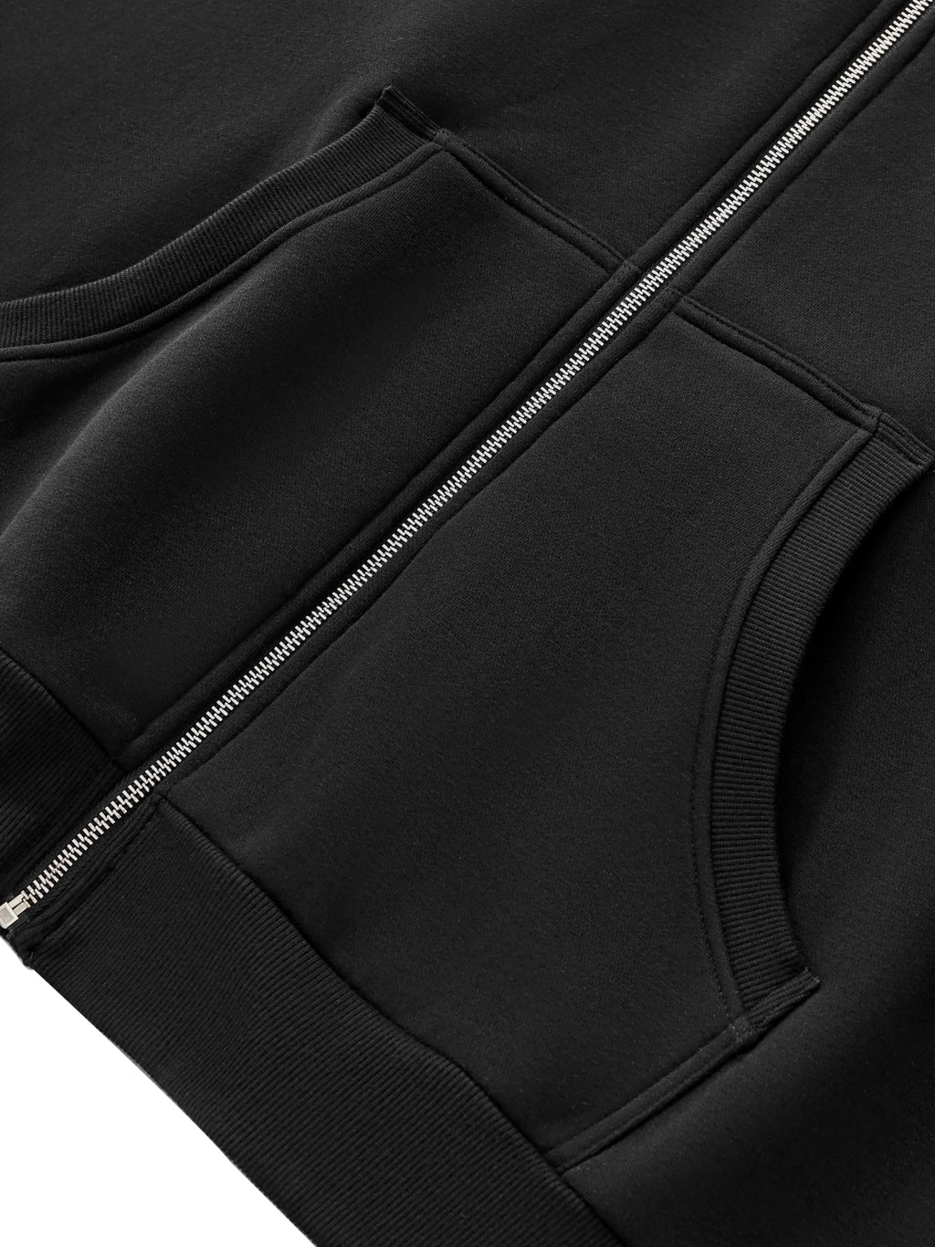 Blank Fleeced Full-Zip Boxy Hoodie
