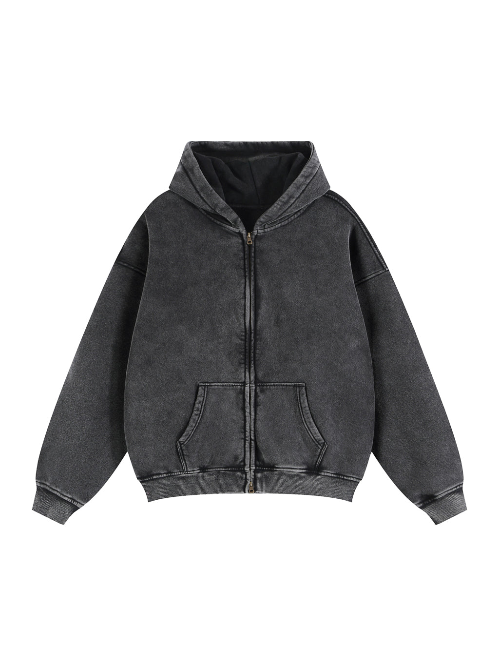 Blank Zip-Through Boxy Fleece Hoodie