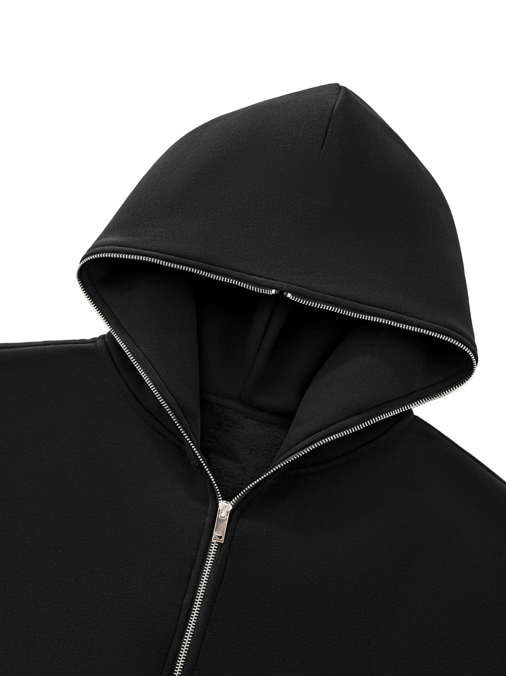 Blank Fleeced Full-Zip Boxy Hoodie
