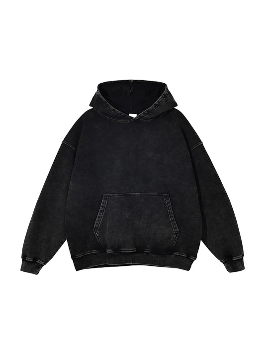 Blank Snow Washed Loose Cotton Hoodie