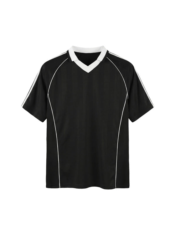 Blank Shadow Stripe Collared Soccer Jersey