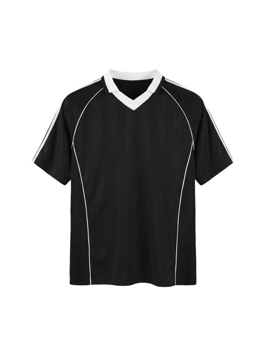 Blank Shadow Stripe Collared Soccer Jersey
