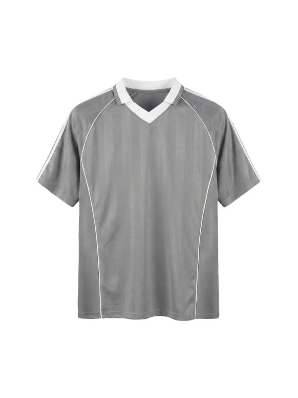 Blank Shadow Stripe Collared Soccer Jersey