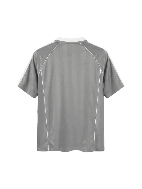 Blank Shadow Stripe Collared Soccer Jersey