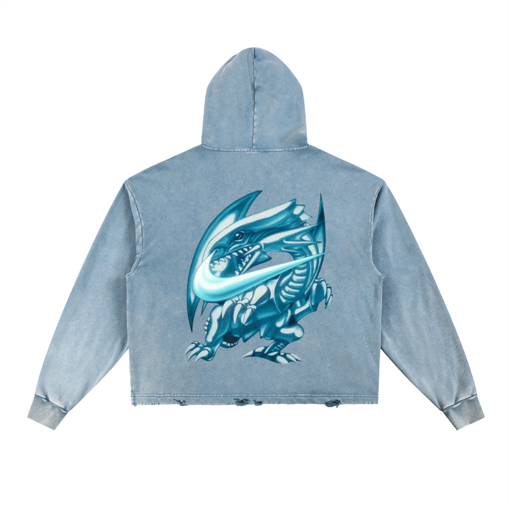 Vintage Washed Frayed-Hem Hoodie