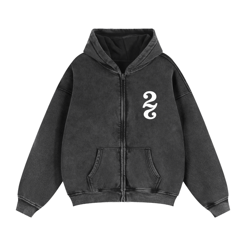 ICYTIME X FALCA Zip-Up Boxy Fleece Hoodie