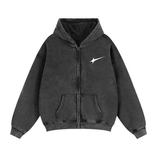 ICYTIME X TWIN TRIM Zip-Up Boxy Fleece Hoodie